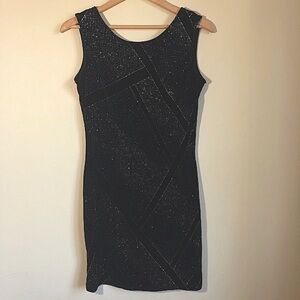 Jolie bodycon black metallic sparkle mini dress LBD size 10 womens